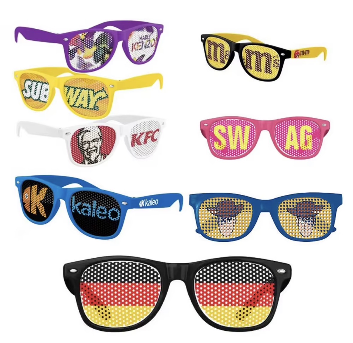 Exemples de lunettes sténopé personnalisées aux couleurs de marques